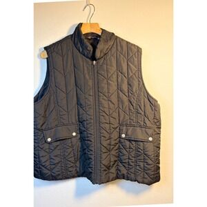 River & Rose Quilted Vest Womens 2X Black Excellent Sleeveless Pockets Zip Up